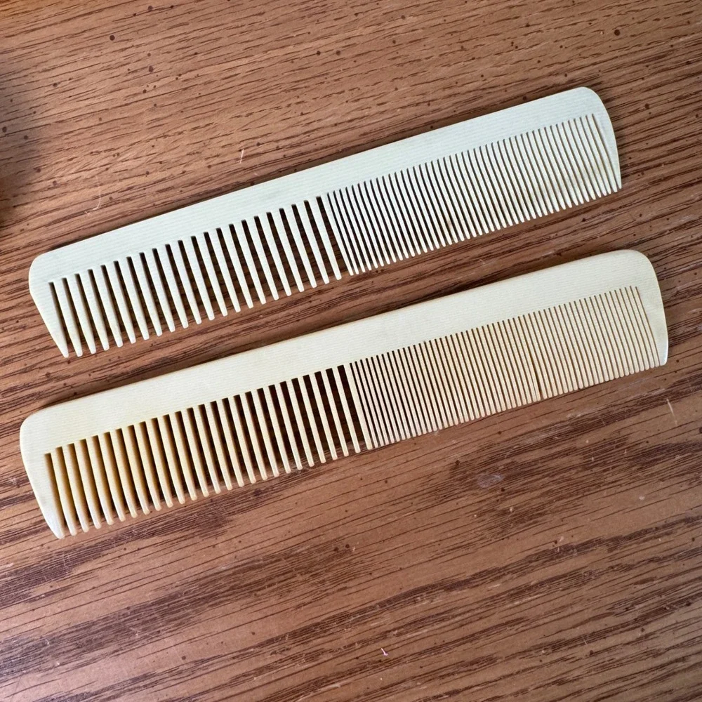 Vintage French Ivory Celluloid Vanity Set Tray Combs Buffer Jar Butterfly 6pc